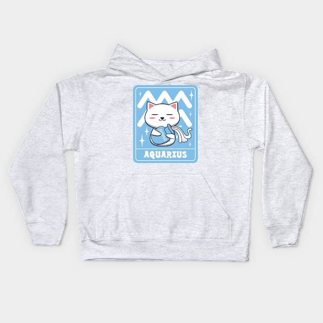 Cute Aquarius Cat Kids Hoodie by Luna Illustration